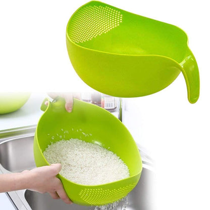 2068 Plastic Rice Bowlfood Strainer Thick Drain Basket With Handle For Rice Vegetable  Fruit (Set Of 3pcs)