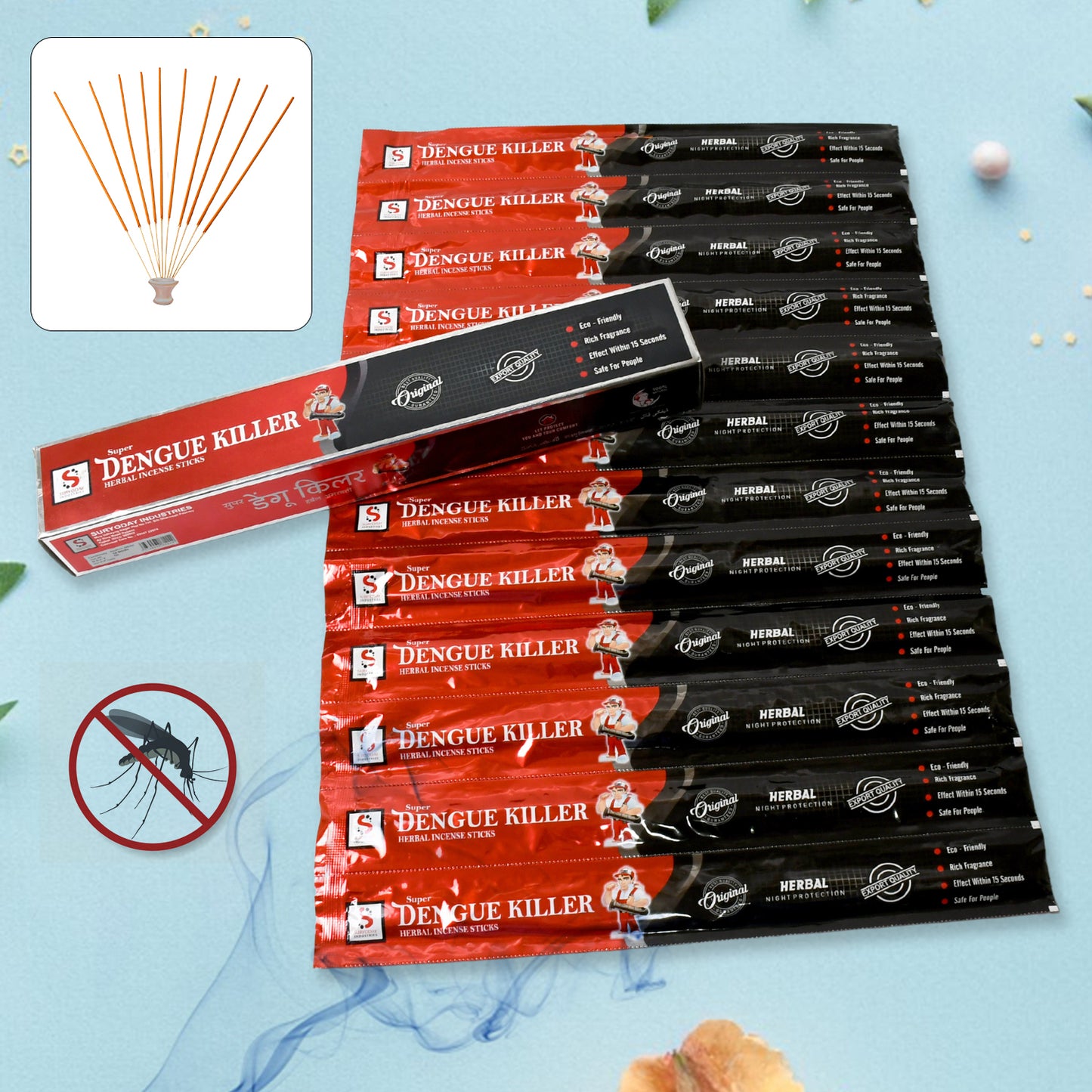 Mosquito Agarbatti Stick Herbal Mosquito Agarbatti 1 Box ( 12 Packet  120 Sticks ) ( Incense Stick )