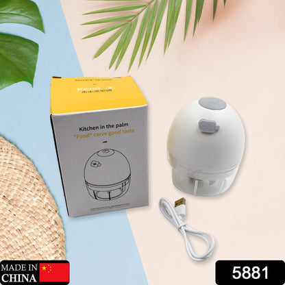 5881 Chopper For Kitchen Electric Rechargeable Garlic Chopper Cordless Mini Food Processor Portable Food Chopper With Detachable Stainless Steel Blade For Garlic Ginger Onion Meat (200ml)