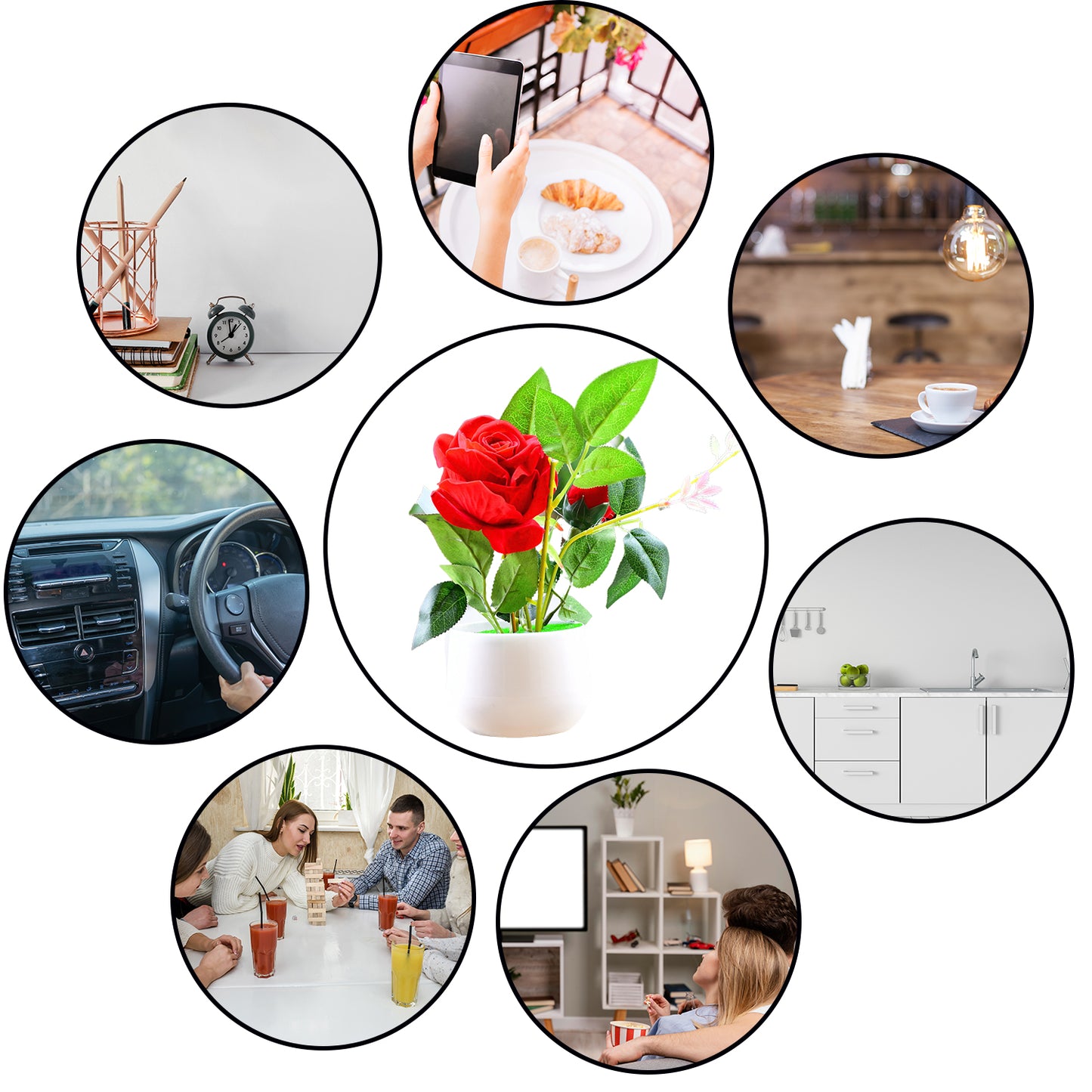 4863 Artificial Rose Flower Plant With Pot For Home Office Or Gift