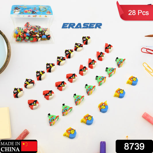 8739 Fancy  Stylish Colorful Erasers Mini Eraser Creative Cute Novelty Eraser For Children Different Designs Eraser Set For Return Gift Birthday Party School Prize (28 Pcs In 1 Packet)