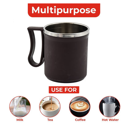 Coffee Mug With Lid And Handle-plastic Covered Stainless Steel Mug (Random Color Approx 200 Ml)