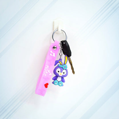 Cute Cartoon Silicone 3d Key Chain With Metal Hook  Strap (Pack Of 1)