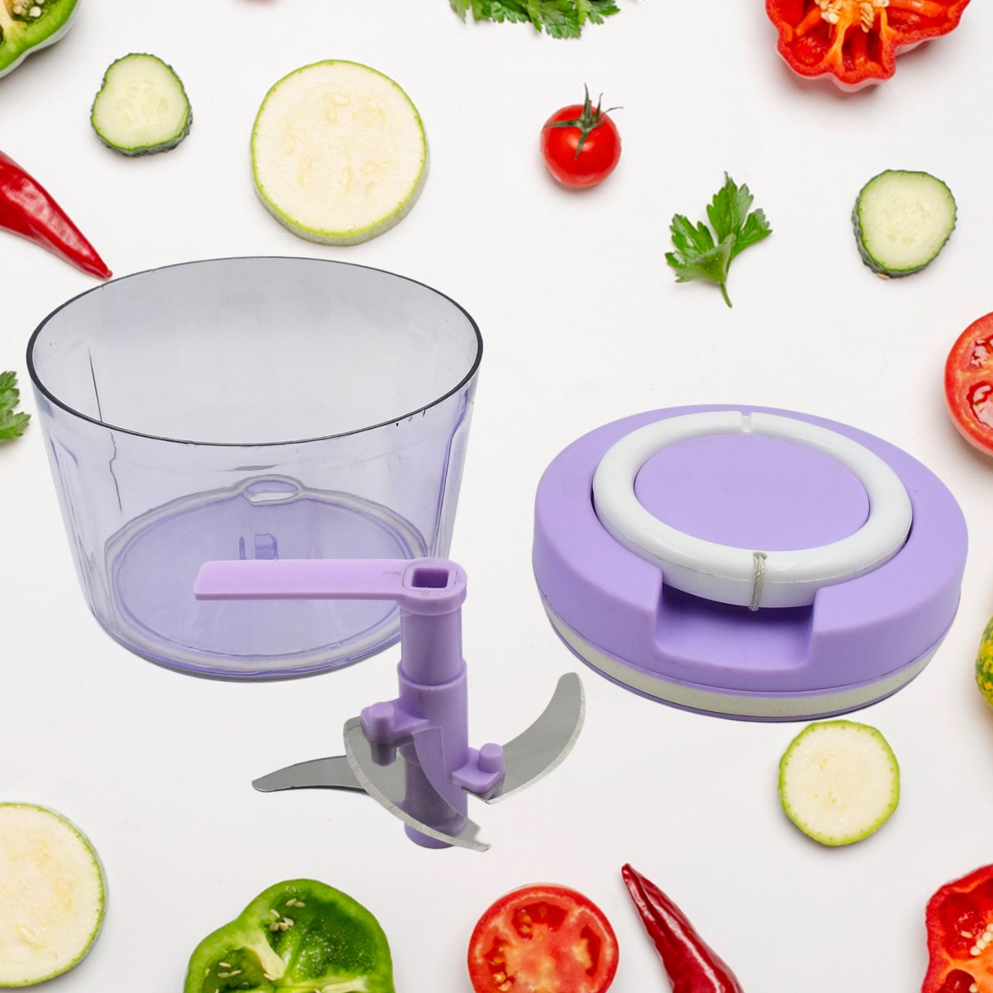 5581 Miracle Ring Chopper Quick Handy Chopper Vegetable And Fruit Chopper With Lid  Chop In 10 Seconds  Mini Portable Food Processor For Kitchen With 3 Blades For Effortless Chopping Of Onion Veggies