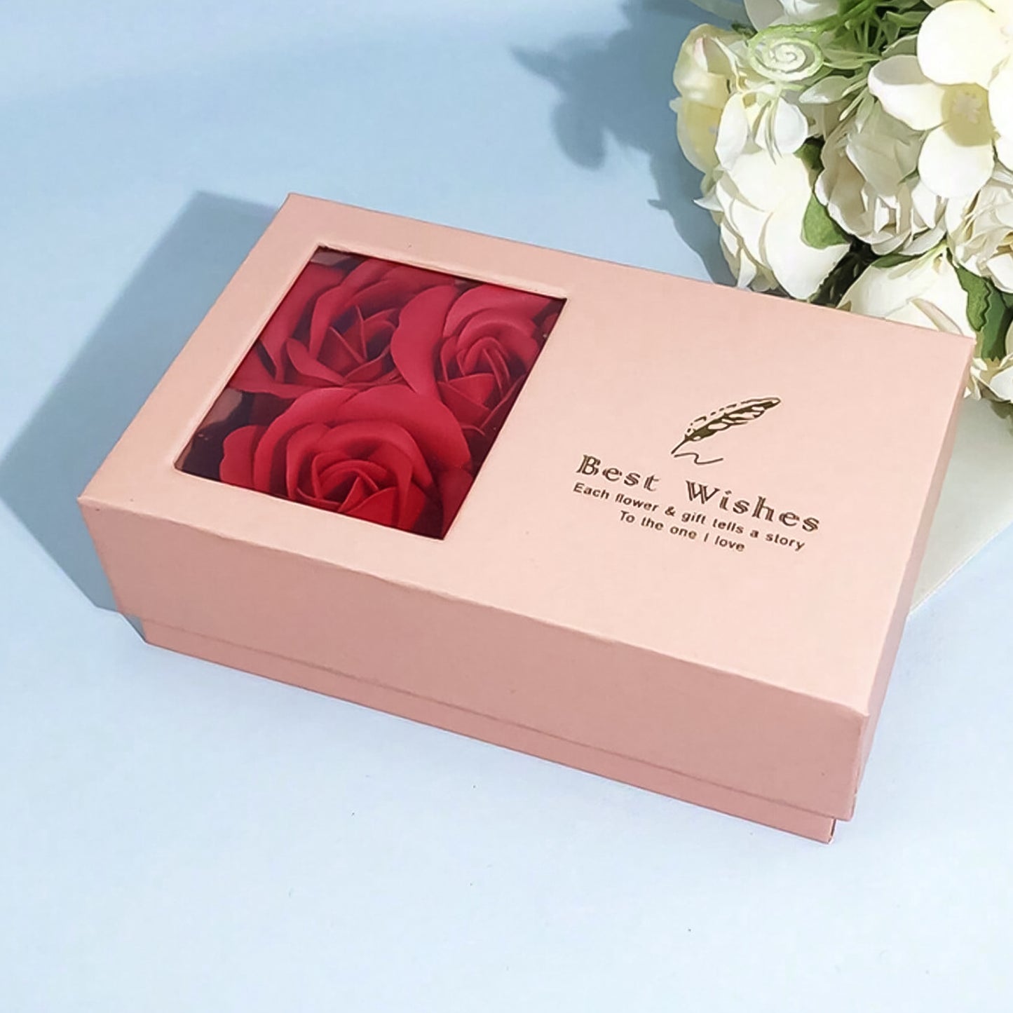 Jewellery Gift Box With Lids  Roses Packaging Box With 6 Roses (1 Set)