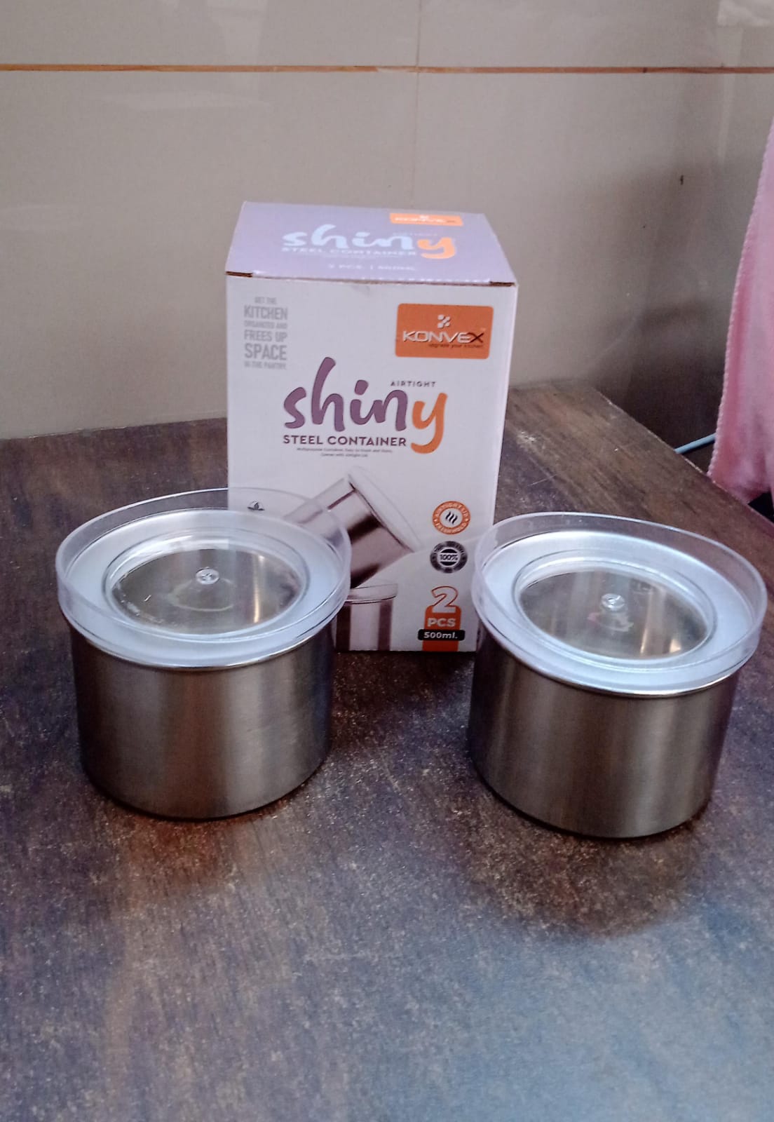 Multipurpose Stainless Steel Airtight Containers With See Through Lid (2 Pc  500 Ml)