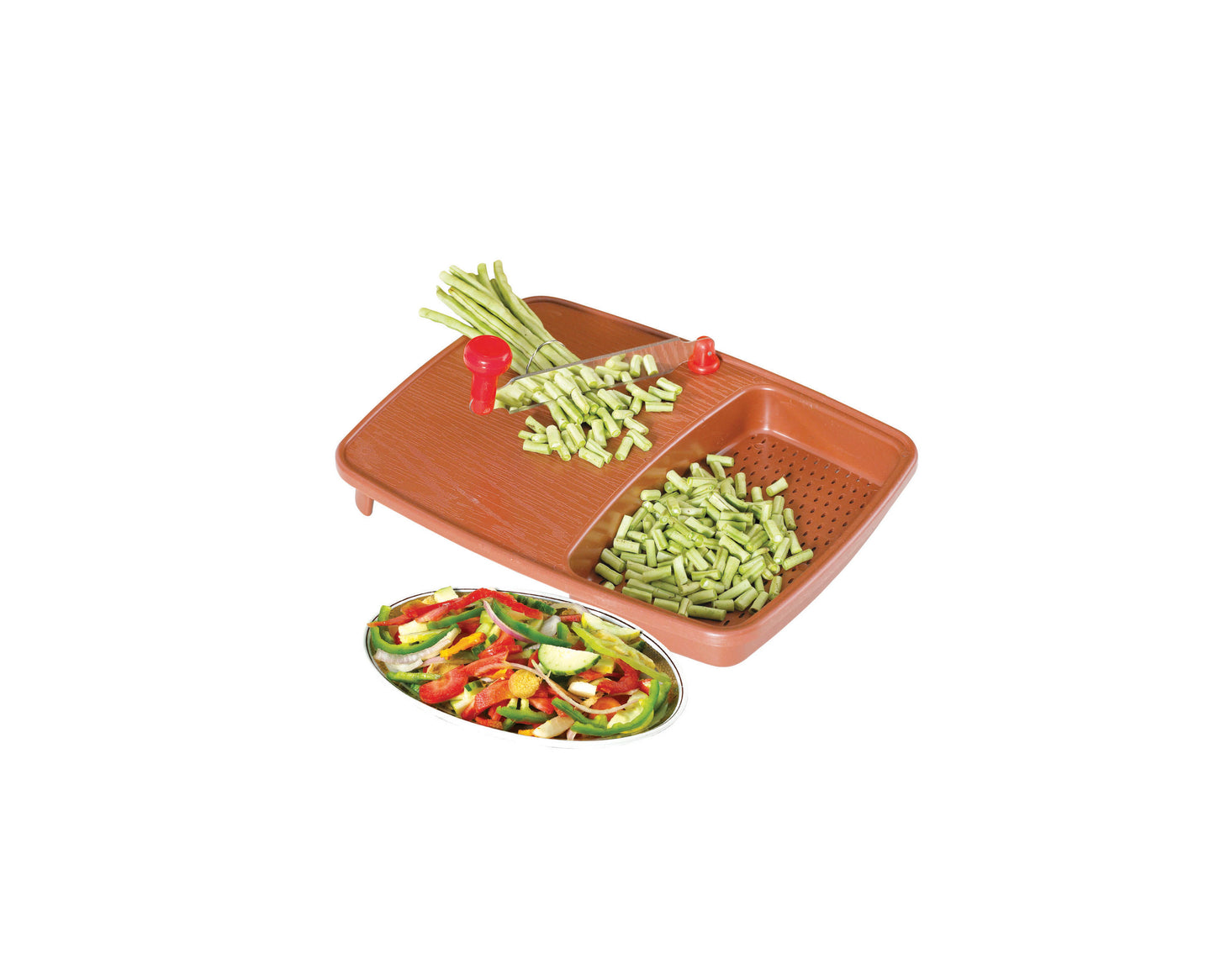 2103 Thick Plastic Kitchen Chopping Cutting Slicing Tray With Holder