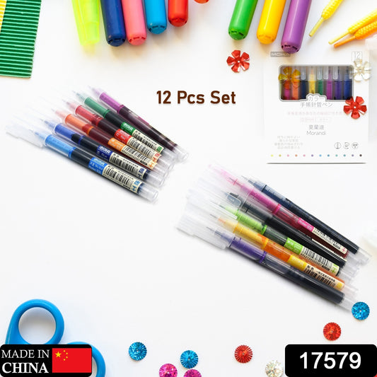 17579 12 Color Rolling Ball Pens Quick-drying Ink 0.5 Mm Extra Fine Point Roller Ball Pens Straight Liquid Gel Ink Pens For Writing Drawing Journaling Taking Notes School Office Stationery (12 Pcs Set)