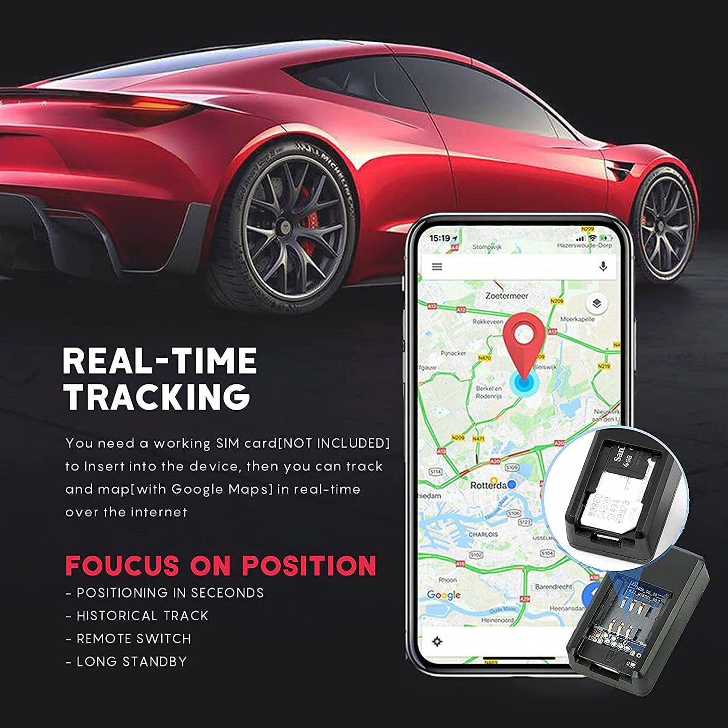 Car Gps Tracking Device With Voice Recording (1 Pc)