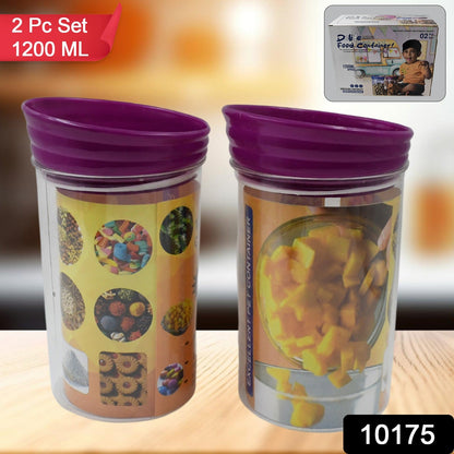 Plastic Premium Quality Kitchen Food Containers Set (1200ml Approx Set Of 2 Pc)