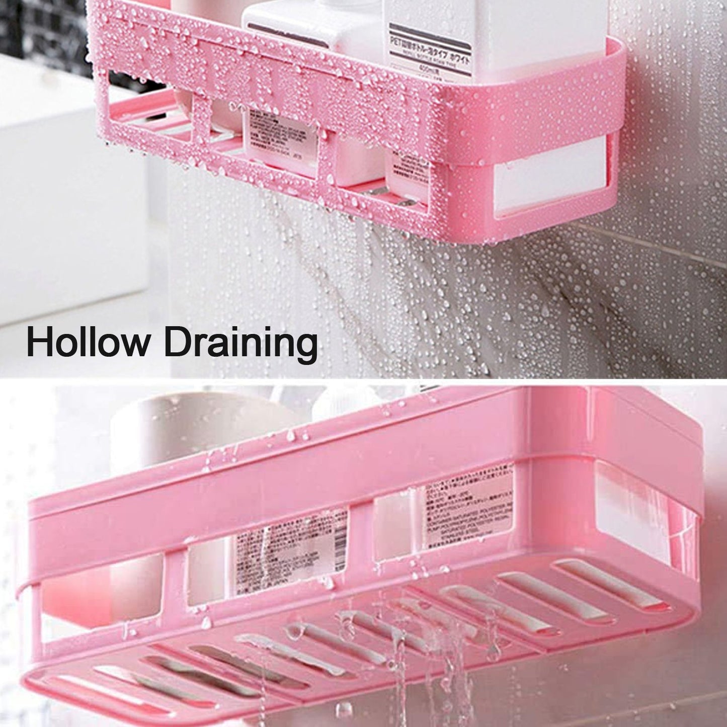 4029 Abs Plastic Shower Corner Caddy Basket Shelf Rack With Wall Mounted Suction Cup For Bathroom Kitchen