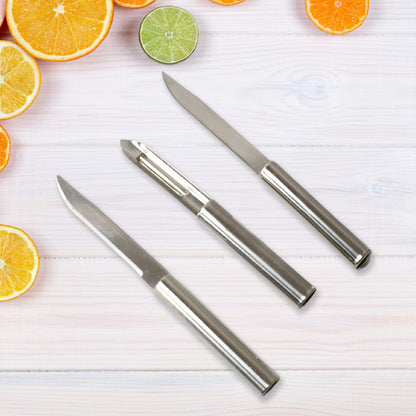 8243 Stainless Steel Multipurpose Sharp Cutting Knife With Non-slip Handle For Fruit Meat And Vegetable Chopping (Pack Of 3)