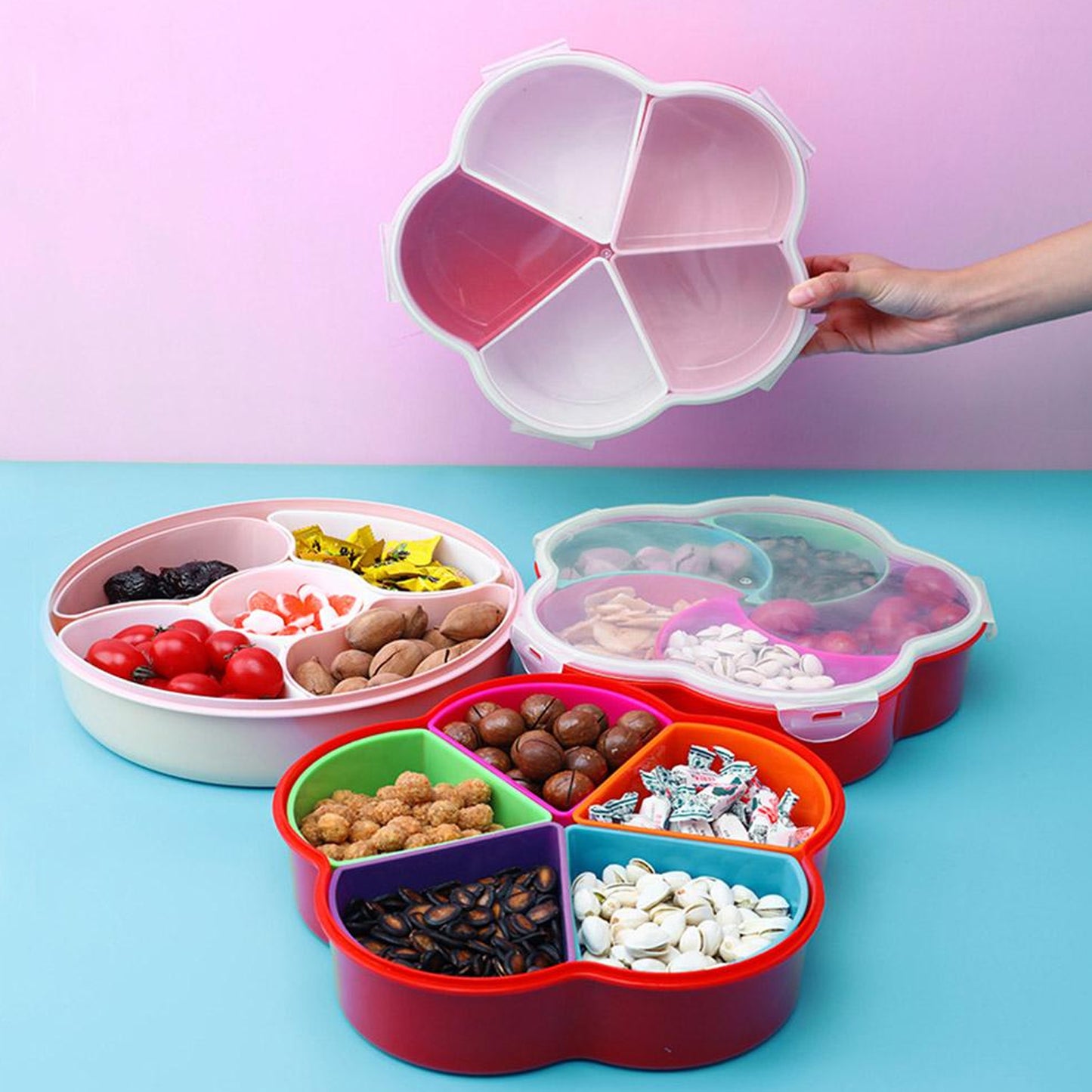 2863 5compartments Party Food Storage Snack Nuts Box For Peanuts Fruits And Candy Box For Home  Kitchen Use