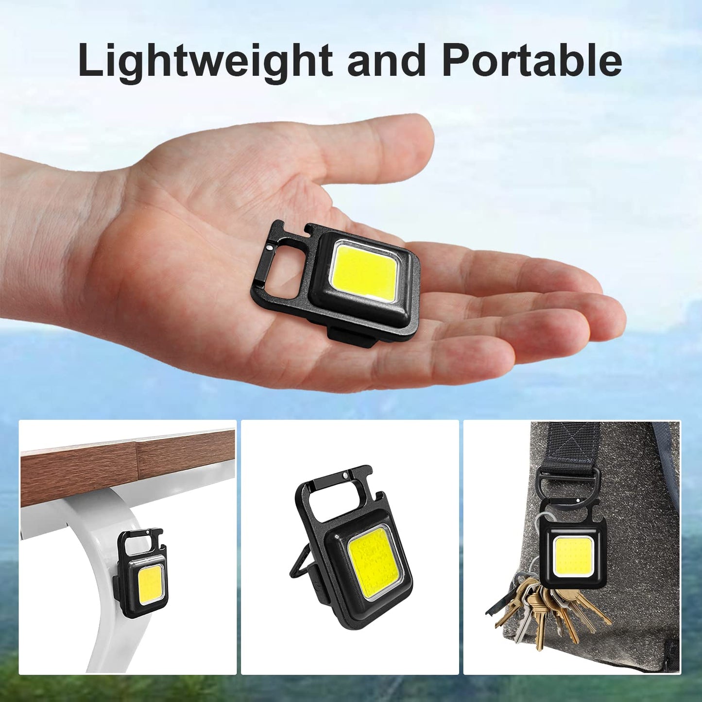 4035 Rechargeable Keychain Mini Flashlight With 4 Light Modesultralight Portable Pocket Light With Folding Bracket Bottle Opener And Magnet Base For Camping Walking