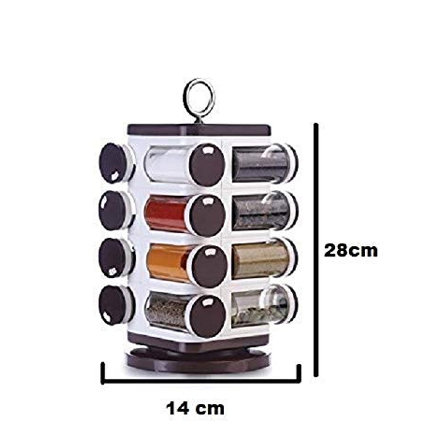 8119 Ganesh Multipurpose Revolving Spice Rack With 16 Pcs Dispenser Each 100 Ml Plastic Spice Abs Material 1 Piece Spice Set 1 Piece Spice Set  (Plastic)