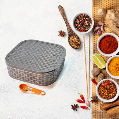 2032h Masala Box For Keeping Spices Spice Box For Kitchen Masala Container Plastic Wooden Style 7 Sections (Multi Color).