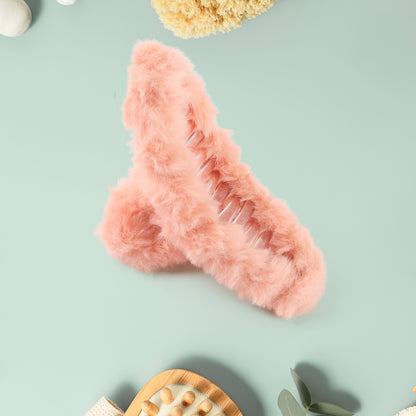 Premium Soft Fur Coated Hair Clutcher Clip Set (12 Pc)