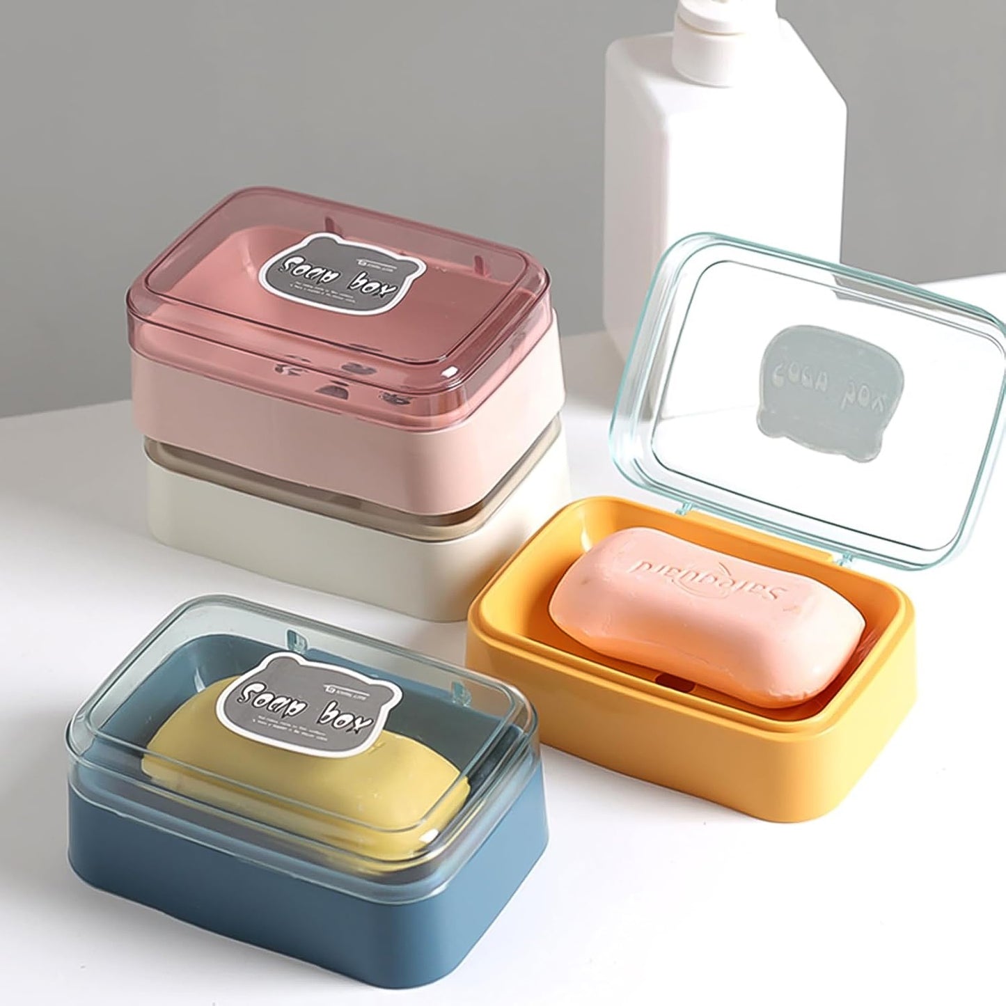 Plastic Soap Dish Portable Plastic Self Draining Soap Holder (1 Pc  Mix Color)