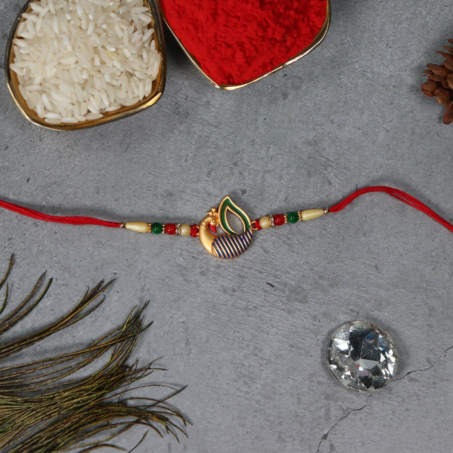 Beautiful Peacock Feather Rakhi