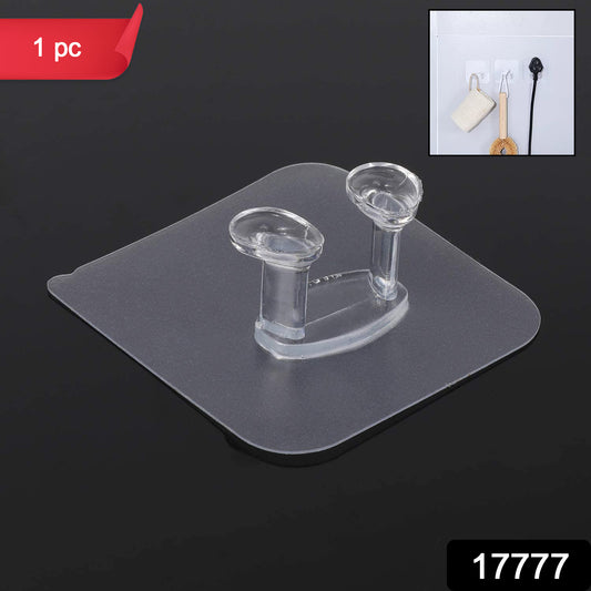 17777 Transparent Self Adhesive Hook Seamless Drill Free Removable Wall Mounted Hanger As Toothbrush Holder Power Plug Socket Holder Waterproof And Oil Proof (1 Pc)