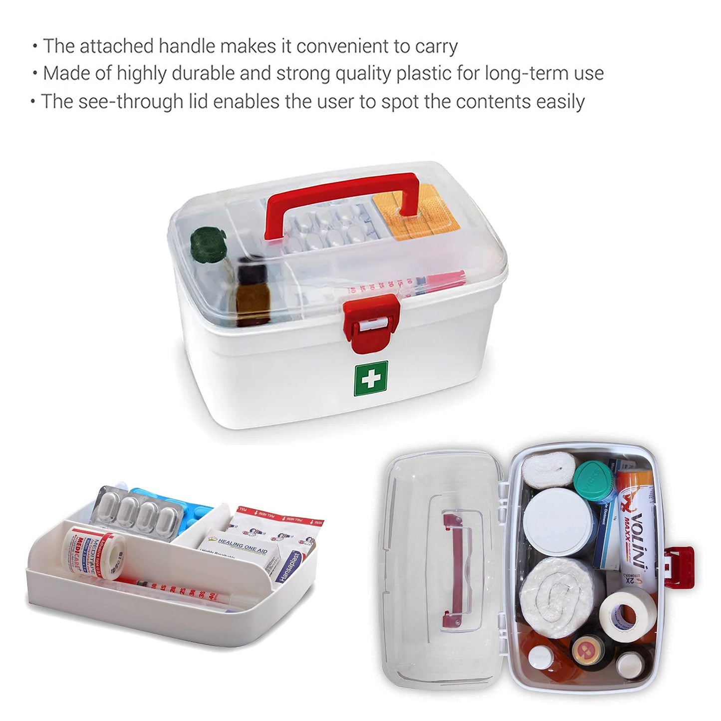 6412 Medical Box 1 Pieceindoor Outdoor Medical Utilitymedicine Storage Boxdetachable Tray Medical Box Multi Purpose Regular Medicine First Aid Box With Handle