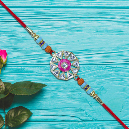 Pink  Silver Designer Rakhi