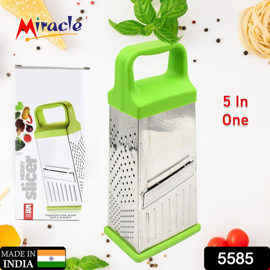 5585 Miracle 5 In 1 Multifunctional Stainless Steel 5in1 Cheese Grater With Handle Stainless Steel Material Food Grater For Carrot Cheese Panner Lemon Or Orange Peel And Other Vegetable  Fruit