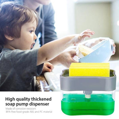 1485 Liquid Soap Dispenser On Countertop With Sponge Holder For Pet