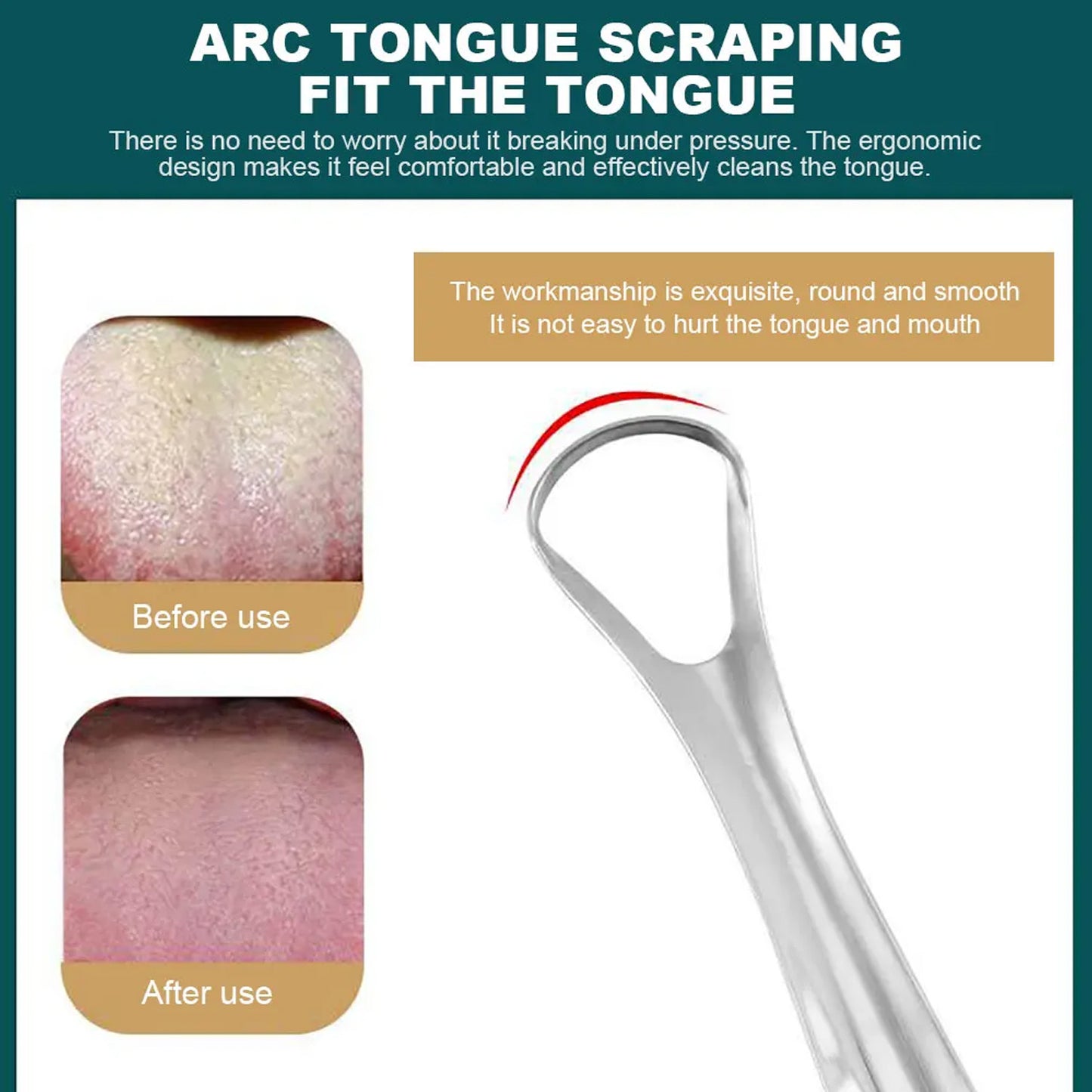 Stainless Steel Tongue Scraper Tongue Cleaners (1pc With Metal Case)