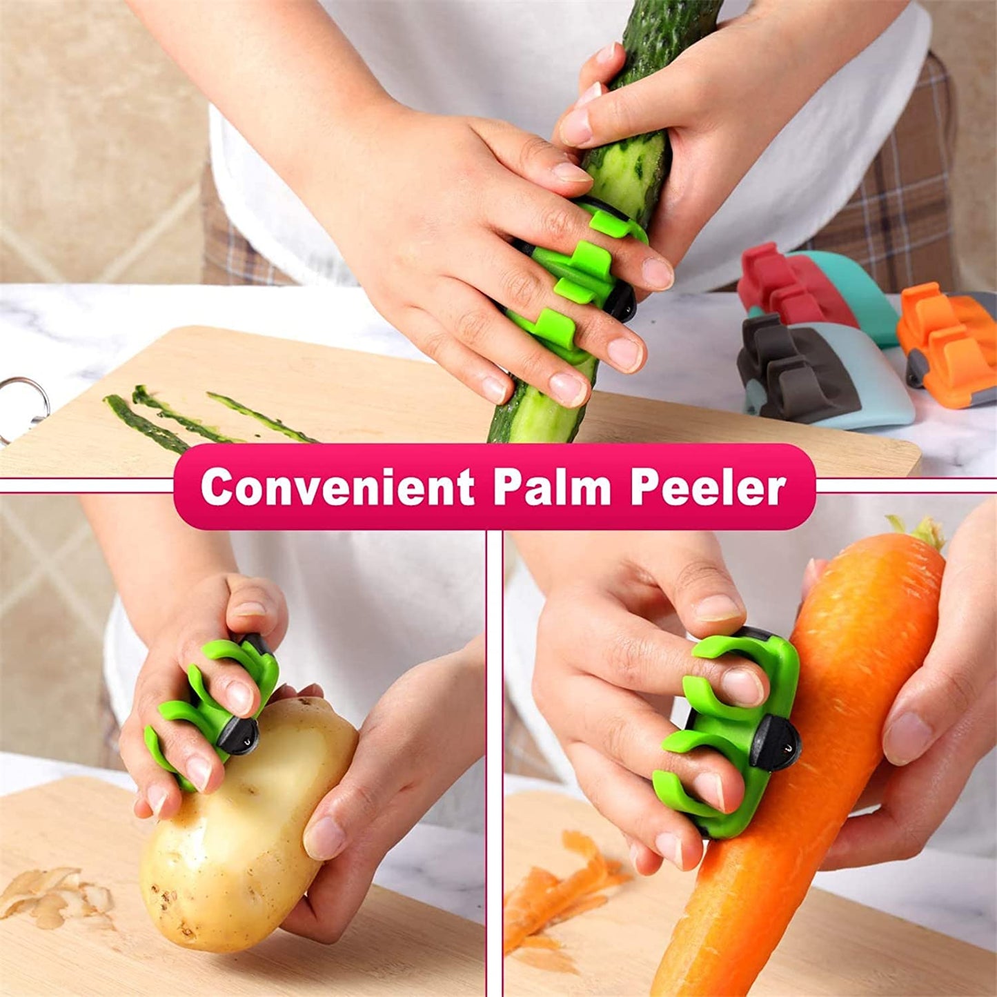 2262 Hand Palm Peeler Fruit Hand Vegetable Peeler Potato With Rubber Finger Grip Kitchen Cooking Tool Cucumber