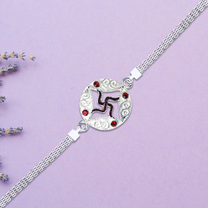 Silver Chain Swastik Rakhi