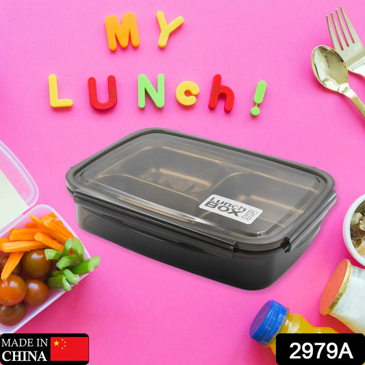 2979a Black Transparent 4 Compartment Lunch Box For Kids And Adults Stainless Steel Lunch Box With 4 Compartments For Office Travel School Home