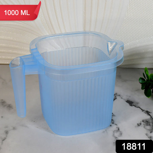 Plastic Square Transparent  Bath Water Mug (1 Pc  1000 Ml  Mix Color)