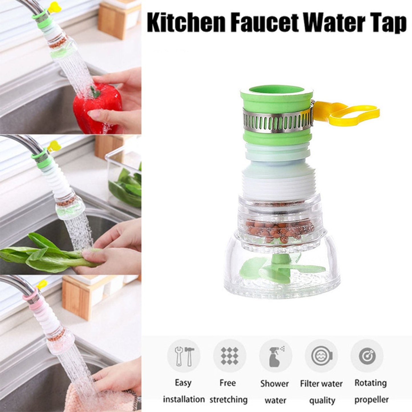 0208 360 Degree Water Saving Faucet Expandable Water Valve Splash Regulator