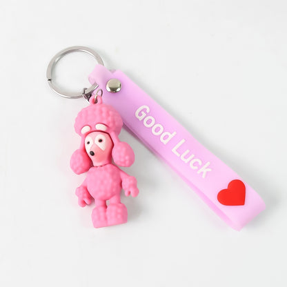 Cute Cartoon Silicone 3d Key Chain With Metal Hook  Strap (Pack Of 1)