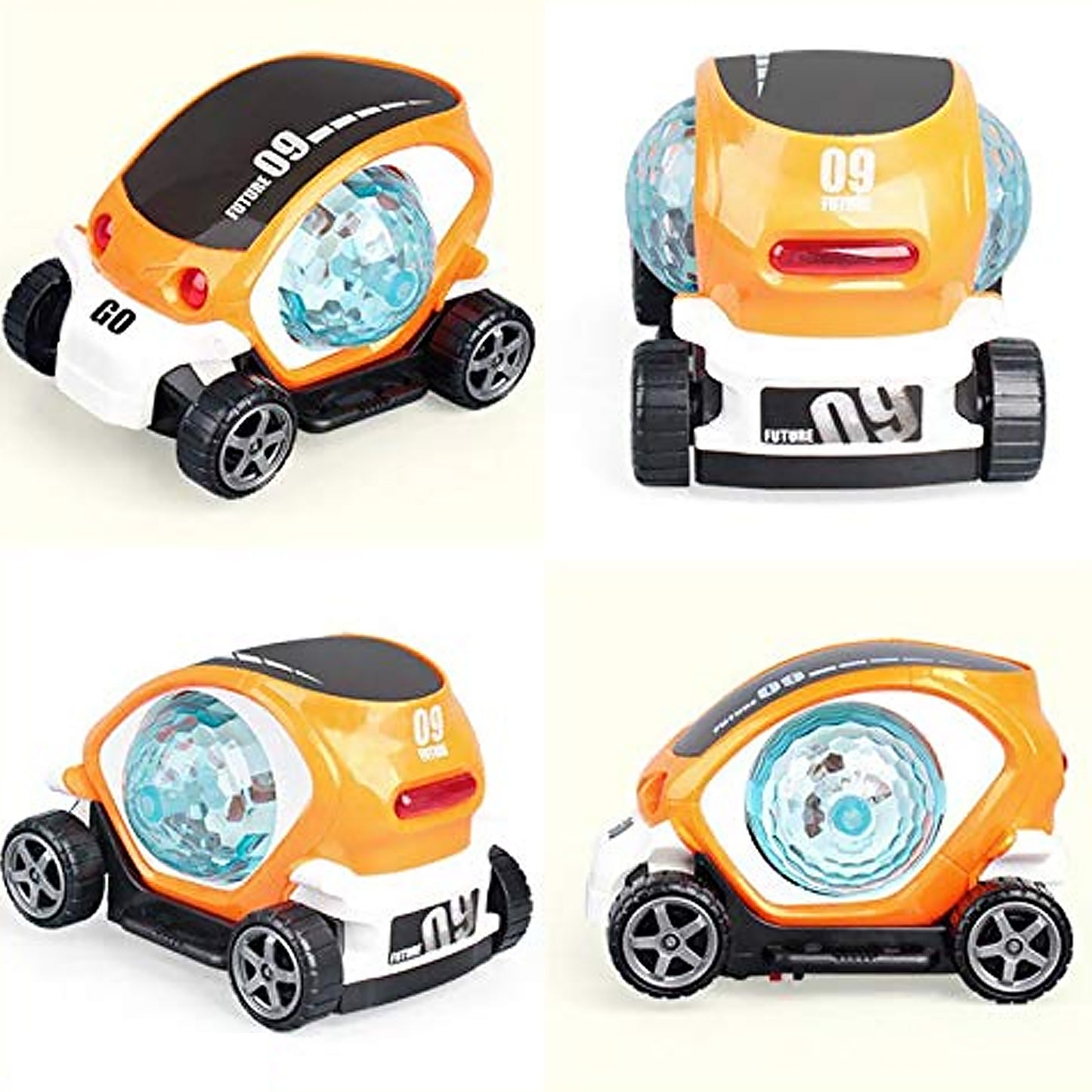 17922 Plastic 360 Degree Rotating Stunt Car Toy For Kids - Bump And Go Action With 4d Lights And Music Plastic Mini Car With Disco Ball (1 Pc  Battery Not Included)