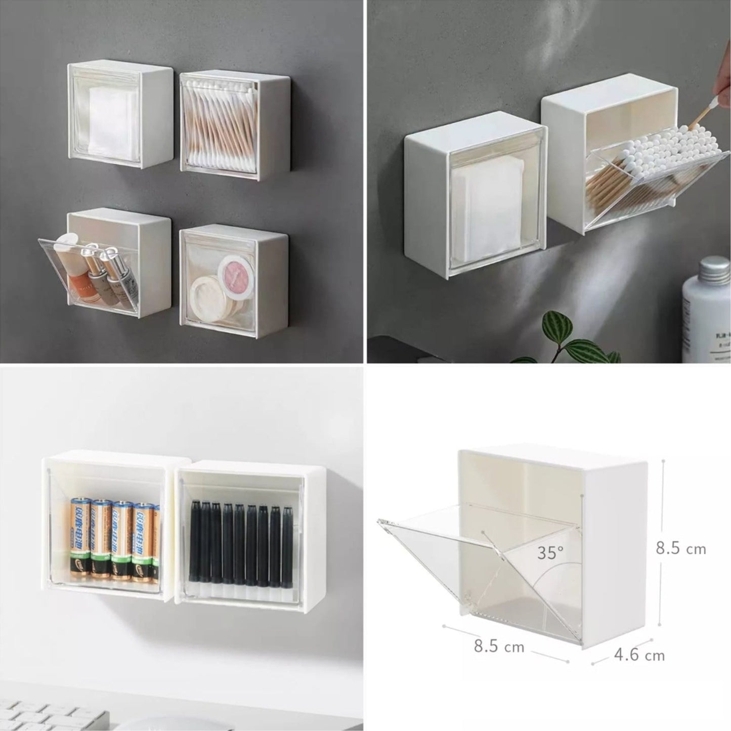 4037adhesive Wall Mounted Flip Storage Box Holder Small Object Storage Case ( 1 Pcs )