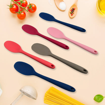 Multipurpose Silicone Spoon Silicone Basting Spoon Non-stick Kitchen Utensils Household Gadgets Heat-resistant Non Stick Spoons Kitchen Cookware Items Forcooking And Baking (6 Pcs Set)