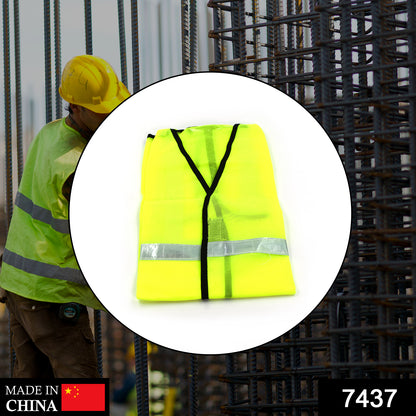 7437 Green Safety Jacket For Having Protection Against Accidents Usually In Construction Areas.