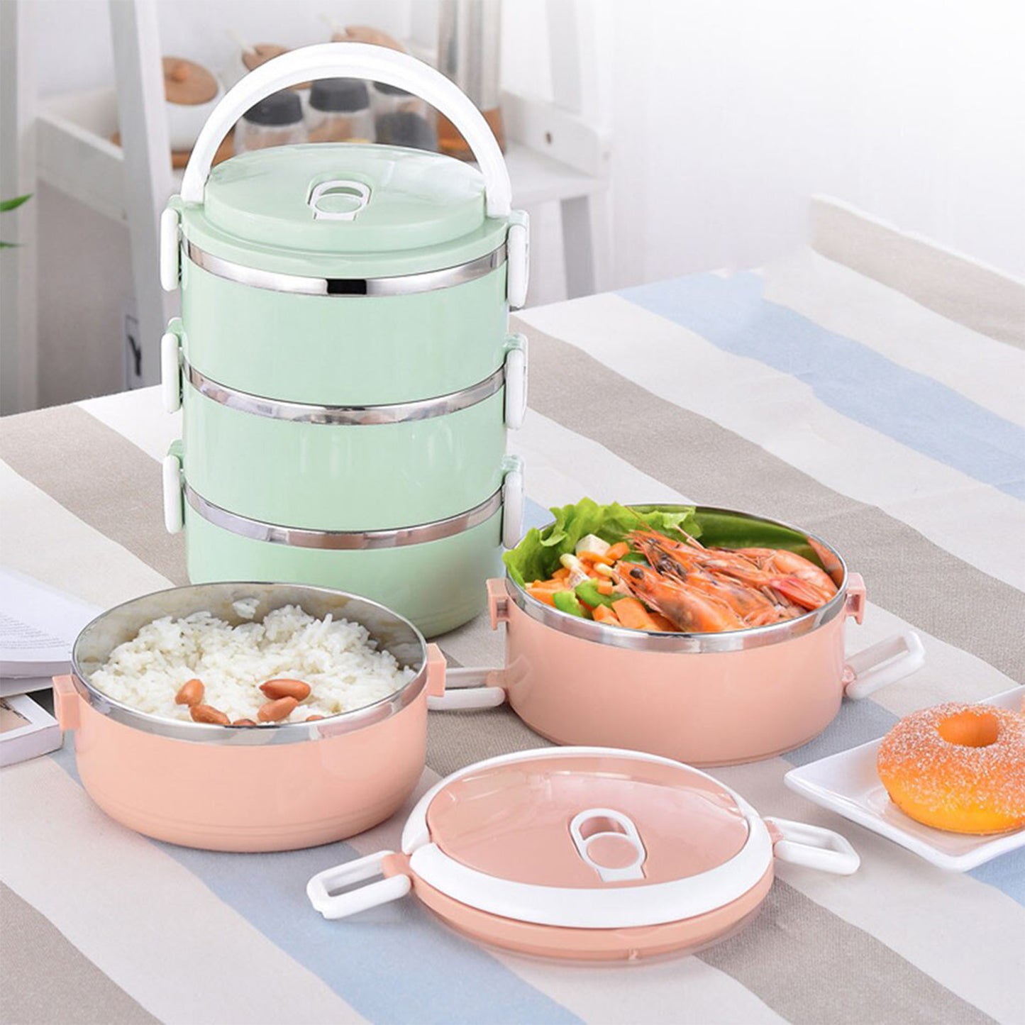 2872 Multi Layer Stainless Steel Hot Lunch Box (3 Layer)