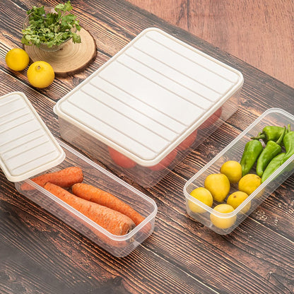 5637 Plastic Food Storage Container For Fridge Fridge Storage Boxes With Lid Stackable Fridge Storage Containers Freeze Organizer Items And Storage Vegetable Storage Box For Fridge (3 Pcs Set)