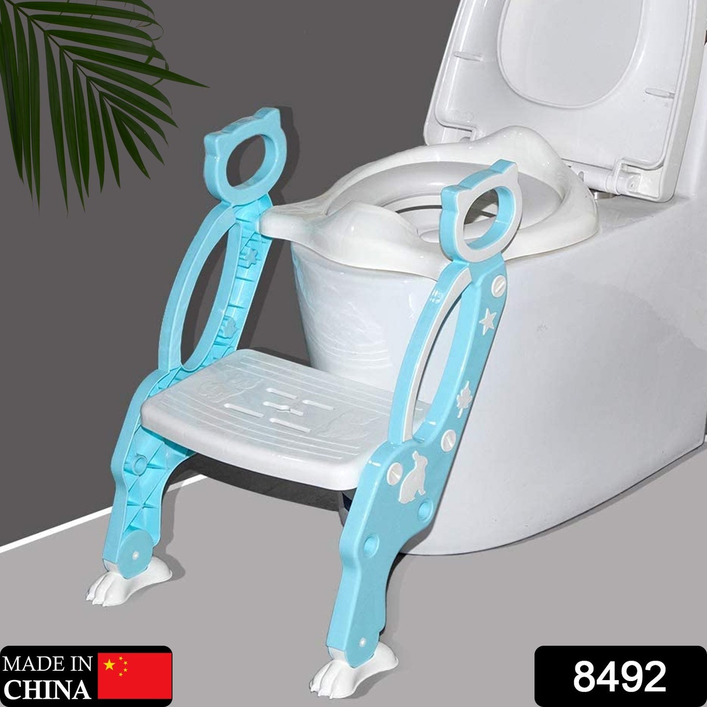 8492 2 In 1 Potty Training Toilet Seat With Step Stool Ladder For Boy And Girl Baby Toddler Kid Childrens Toilet Training Seat Chair With Soft Padded Seat And Sturdy Non-slip Wide Step Make Potty Easier For Your Kids (Multi-color)