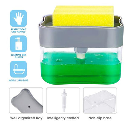 1485 Liquid Soap Dispenser On Countertop With Sponge Holder For Pet