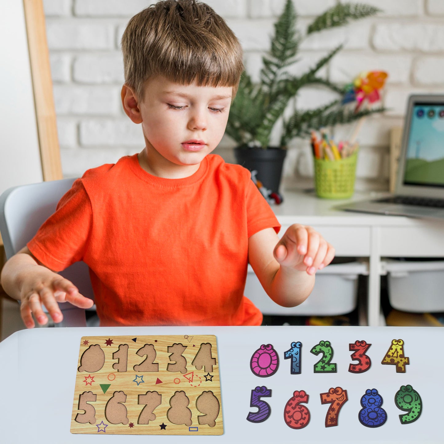 Wooden Number Puzzle Learning Educational Board (1 Set  2820 Cm)