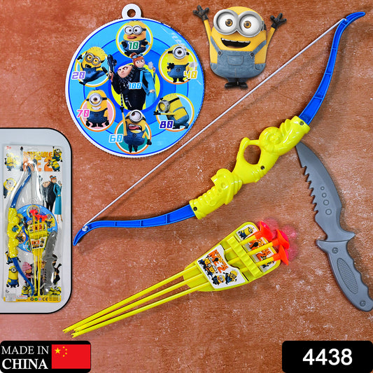 4438 Plastic Archery Bow And Arrow Toy Set With Single Knife And 3pc Arrow And Target Board