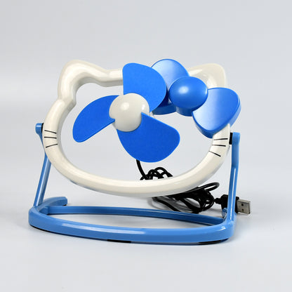 7708 Hello Kitty Cartoon Fan Cute Bright Color Desktop Office Usb Mini Fan Personal Desktop Fan (Battery Not Include)