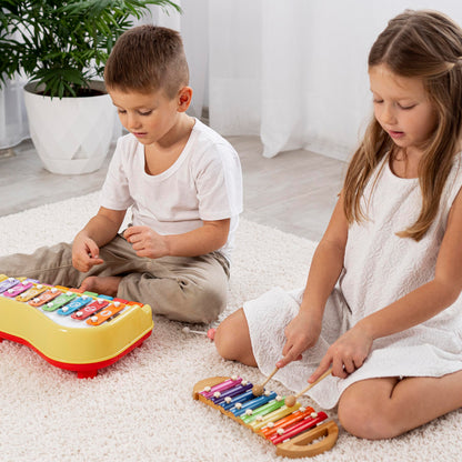 17799 2 In 1 Baby Piano Xylophone Toy For Toddlers 5 Multicolored Key Keyboard Xylophone Piano Preschool Educational Musical Learning Instruments Toy For Baby Kids Girls Boys 3+ Years(1 Pc)