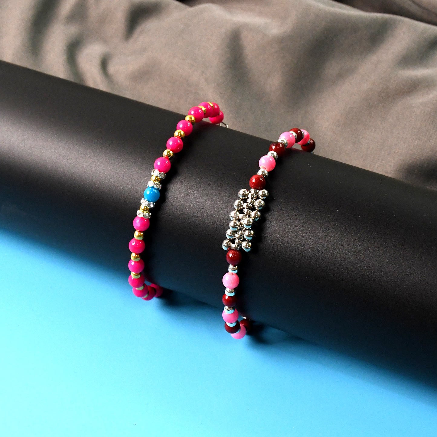 Traditional And Trendy Beaded Bracelet With Adjustable Chain (1 Pc)