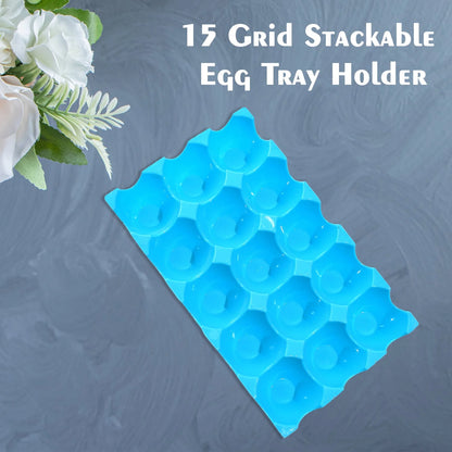 2116 15 Cavity Plastic Egg Tray Egg Trays For Storage With 15 Eggs Holder (4 Pc Set)