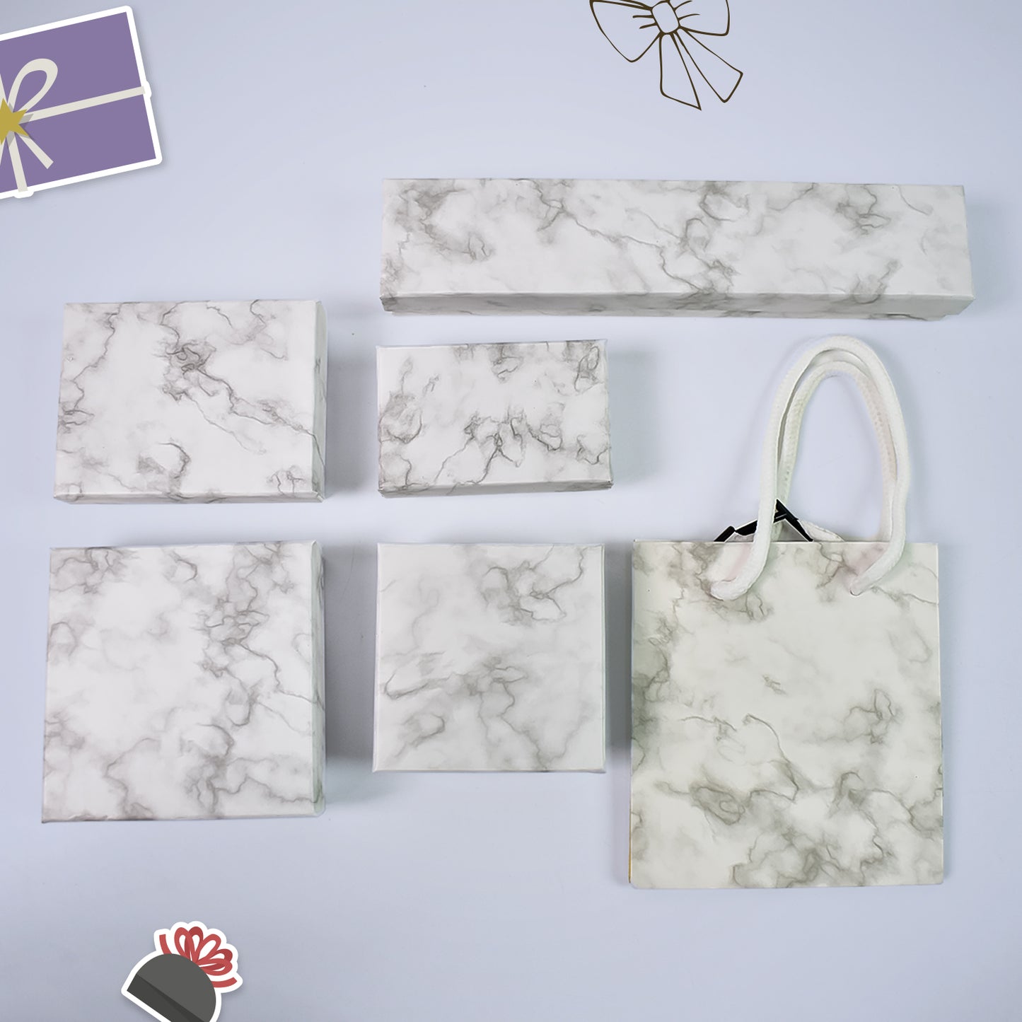Cardboard Jewelry Boxes Gift Case Small Paper Jewelry Gift Boxes (7 Pcs Set  Mix Size)